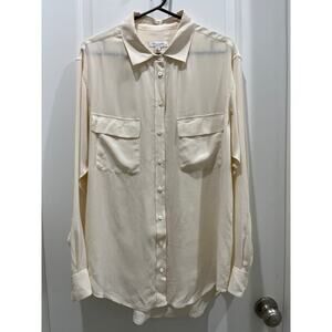 Equipment Signature Silk Button Down Blouse in Cream Sz M